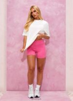 Gym King Malibu Oversized BF Tee Cream/Paradise Pink Women Clothing J2PFB343 - Image 9