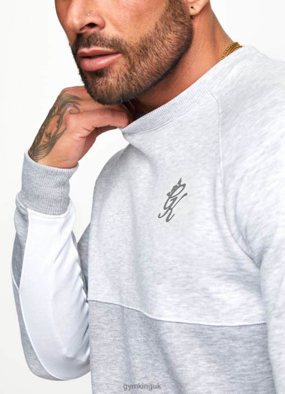 Gym King Minefield Crew Snow Marl/White/Light Grey Marl Men Clothing J2PFB228 - Image 3