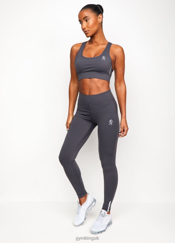 Gym King Piped Sports Bra Dark Grey/Silver Women Clothing J2PFB583 - Image 4