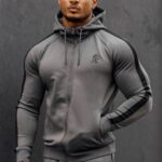 Gym King Poly Tracksuit Top Dark Grey/Black Men Clothing J2PFB262