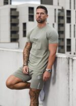 Gym King Pro Jersey Tee Soft Khaki Men Clothing J2PFB1 - Image 4