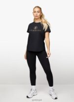 Gym King Pro Logo Tee Black/Rose Gold Women Clothing J2PFB468 - Image 2