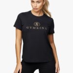 Gym King Pro Logo Tee Black/Rose Gold Women Clothing J2PFB468