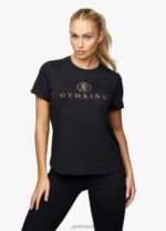 Gym King Pro Logo Tee Black/Rose Gold Women Clothing J2PFB468