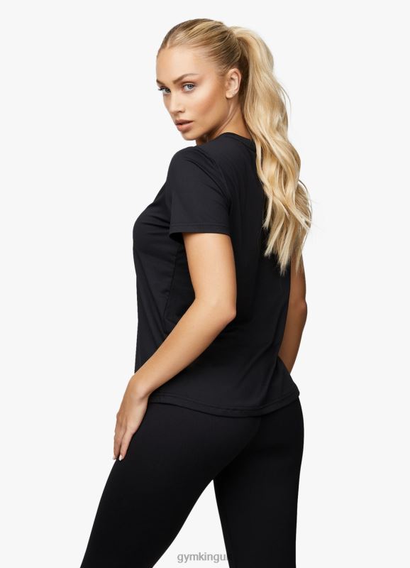 Gym King Pro Logo Tee Black/Rose Gold Women Clothing J2PFB468 - Image 3