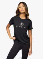 Gym King Pro Logo Tee Black/Rose Gold Women Clothing J2PFB468 - Image 4