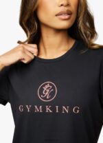 Gym King Pro Logo Tee Black/Rose Gold Women Clothing J2PFB468 - Image 5