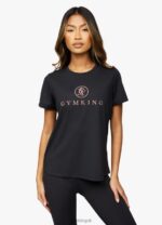 Gym King Pro Logo Tee Black/Rose Gold Women Clothing J2PFB468 - Image 8