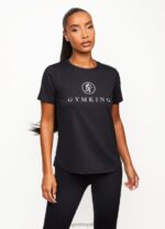 Gym King Pro Logo Tee Black Women Clothing J2PFB427 - Image 4