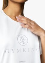Gym King Pro Logo Tee White Women Clothing J2PFB426 - Image 4