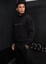 Gym King Rebellion Fleece Hood Black Men Clothing J2PFB210 - Image 2