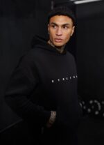 Gym King Rebellion Fleece Hood Black Men Clothing J2PFB210 - Image 5