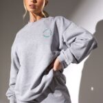 Gym King Recharge Oversized Crew Light Grey Marl Women Clothing J2PFB632