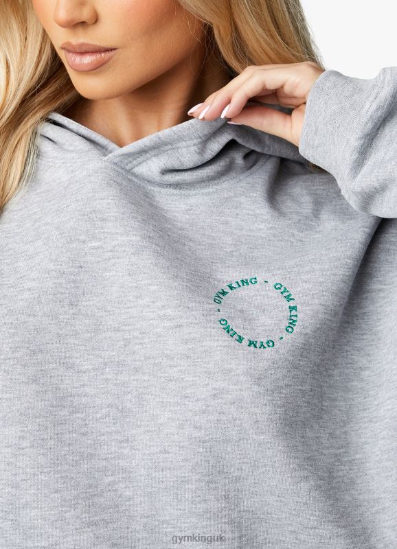 Gym King Recharge Oversized Hood Light Grey Marl Women Clothing J2PFB621 - Image 11