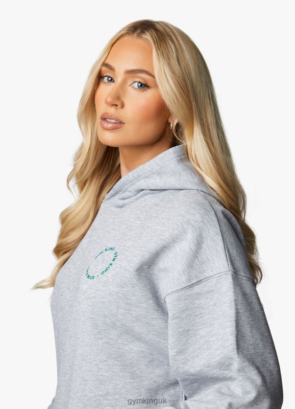 Gym King Recharge Oversized Hood Light Grey Marl Women Clothing J2PFB621 - Image 12