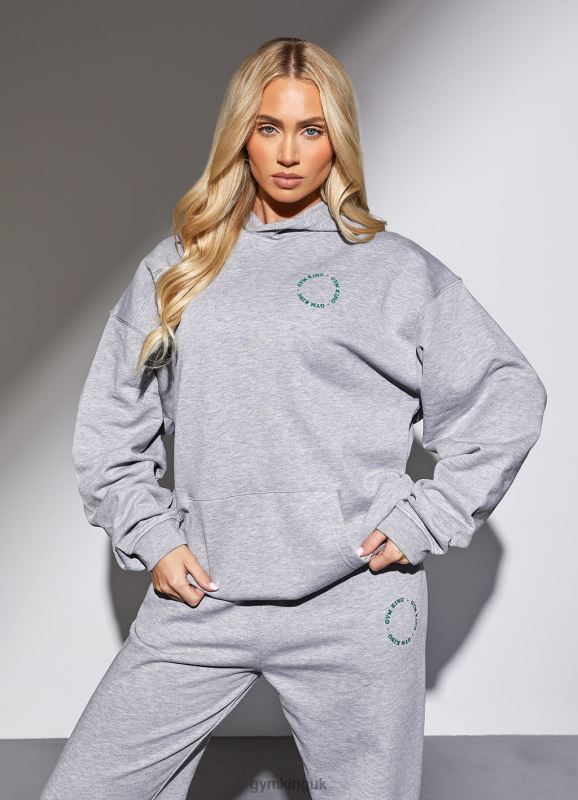 Gym King Recharge Oversized Hood Light Grey Marl Women Clothing J2PFB621 - Image 8