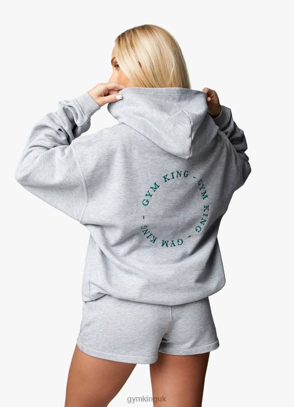 Gym King Recharge Oversized Hood Light Grey Marl Women Clothing J2PFB621 - Image 10