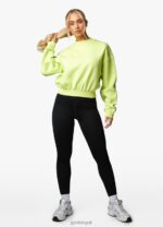 Gym King Recovery Fleece Crew Lime Women Clothing J2PFB629 - Image 6