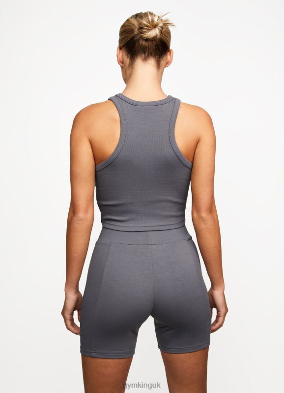 Gym King Release Rib Racer Tank Dark Grey Women Clothing J2PFB464 - Image 2
