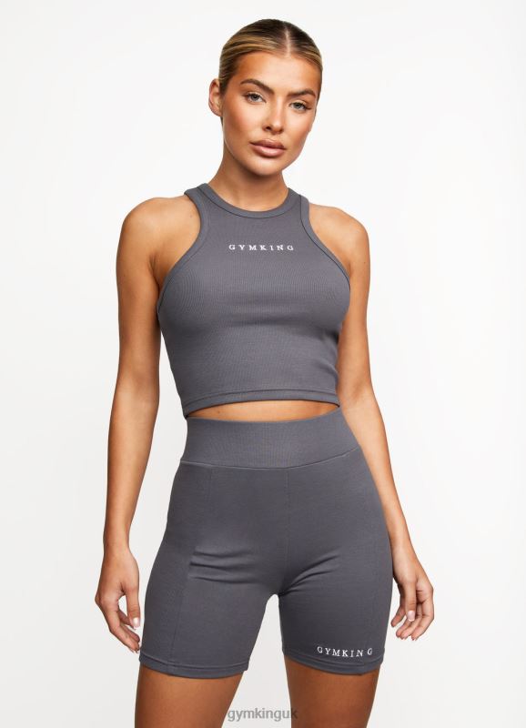 Gym King Release Rib Racer Tank Dark Grey Women Clothing J2PFB464 - Image 1
