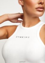 Gym King Release Rib Racer Tank Off-White Women Clothing J2PFB463 - Image 4