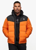 Gym King Resolute Puffer Black/Orange Men Clothing J2PFB309