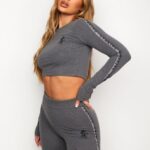 Gym King Results Tape Longsleeve Crop Mid Grey Marl Women Clothing J2PFB484