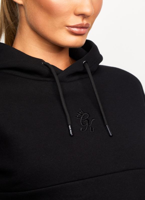 Gym King Results Tape Sky Crop Hood Black Women Clothing J2PFB624 - Image 4