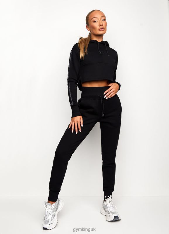 Gym King Results Tape Sky Crop Hood Black Women Clothing J2PFB624 - Image 6