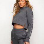 Gym King Results Tape Sky Crop Hood Mid Grey Marl Women Clothing J2PFB626