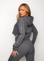 Gym King Results Tape Sky Crop Hood Mid Grey Marl Women Clothing J2PFB626 - Image 3