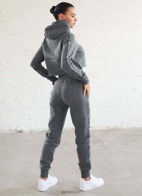 Gym King Results Tape Sky Crop Hood Mid Grey Marl Women Clothing J2PFB626 - Image 6