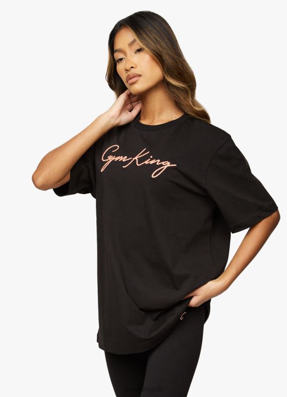 Gym King Script Bf Tee Black/Rose Gold Women Clothing J2PFB469 - Image 6