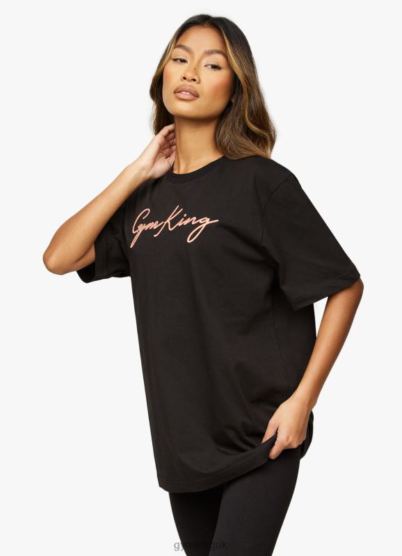Gym King Script Bf Tee Black/Rose Gold Women Clothing J2PFB469 - Image 1