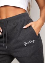 Gym King Script Slouch Jogger Charcoal Marl/White Women Clothing J2PFB607 - Image 5