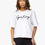 Gym King Script Tee White Women Clothing J2PFB435