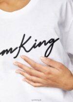 Gym King Script Tee White Women Clothing J2PFB435 - Image 3
