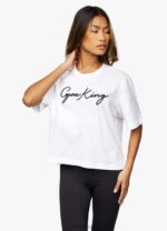 Gym King Script Tee White Women Clothing J2PFB435 - Image 6