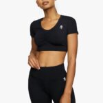 Gym King Scrunch Cap Sleeve Tee Black Women Clothing J2PFB450