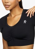Gym King Scrunch Cap Sleeve Tee Black Women Clothing J2PFB450 - Image 3