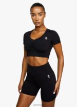 Gym King Scrunch Cap Sleeve Tee Black Women Clothing J2PFB450 - Image 4