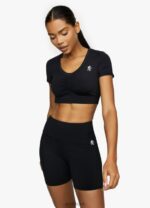 Gym King Scrunch Cap Sleeve Tee Black Women Clothing J2PFB450 - Image 5