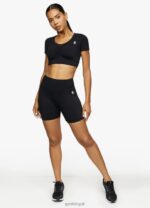 Gym King Scrunch Cap Sleeve Tee Black Women Clothing J2PFB450 - Image 6