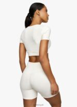 Gym King Scrunch Cap Sleeve Tee Cream Women Clothing J2PFB478 - Image 2