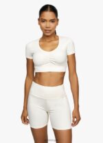 Gym King Scrunch Cap Sleeve Tee Cream Women Clothing J2PFB478