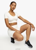 Gym King Scrunch Cap Sleeve Tee Cream Women Clothing J2PFB478 - Image 4