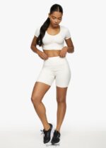 Gym King Scrunch Cap Sleeve Tee Cream Women Clothing J2PFB478 - Image 6