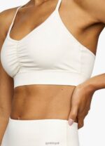 Gym King Scrunch Sports Bra Cream Women Clothing J2PFB549 - Image 3