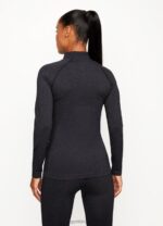 Gym King Seamless Results 1/4 Zip Funnel Black Women Clothing J2PFB490 - Image 2