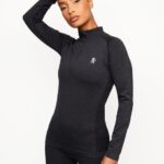 Gym King Seamless Results 1/4 Zip Funnel Black Women Clothing J2PFB490